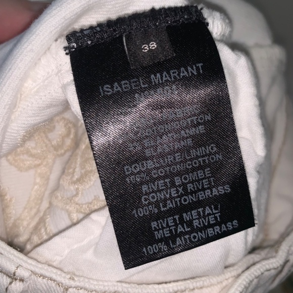 Isabel Marant Embroidered Studded Skinny Low Rise Cream Jeans 38 - Picture 7 of 14